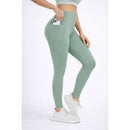 Calça Legging Push Up Canelada de Cintura Alta Sem Costura com Bolso Para Celular
