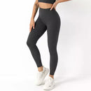 Calça Legging Push Up Canelada de Cintura Alta Sem Costura com Bolso Para Celular